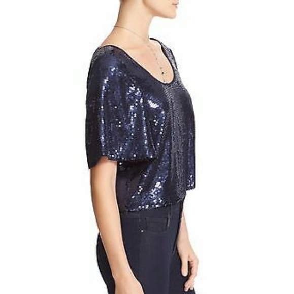 FREE PEOPLE XS Night Fever Sequin Crop Tee Size XS - Picture 5 of 11